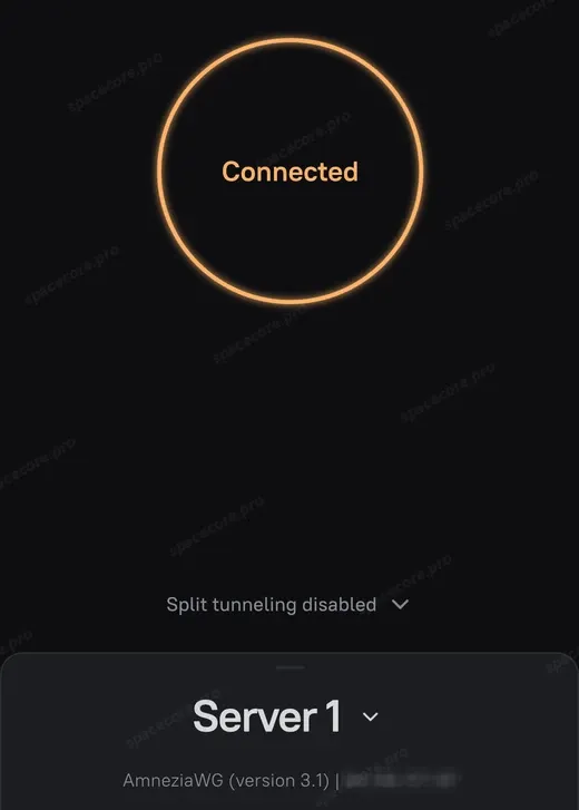 Подключенный VPN в AmneziaVPN на Android