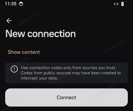 Добавление нового подключения на Android