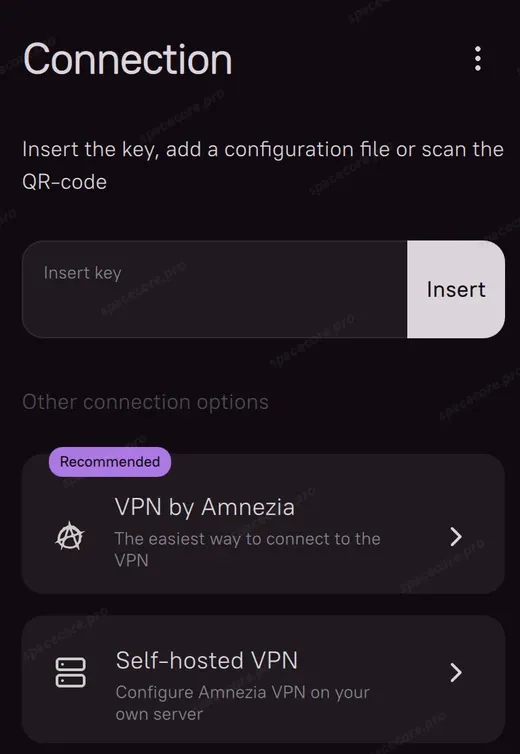 Выбор Self-hosted VPN в AmneziaVPN