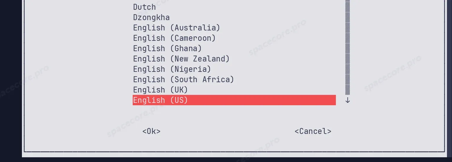 Окно выбора раскладки при обновлении Ubuntu
