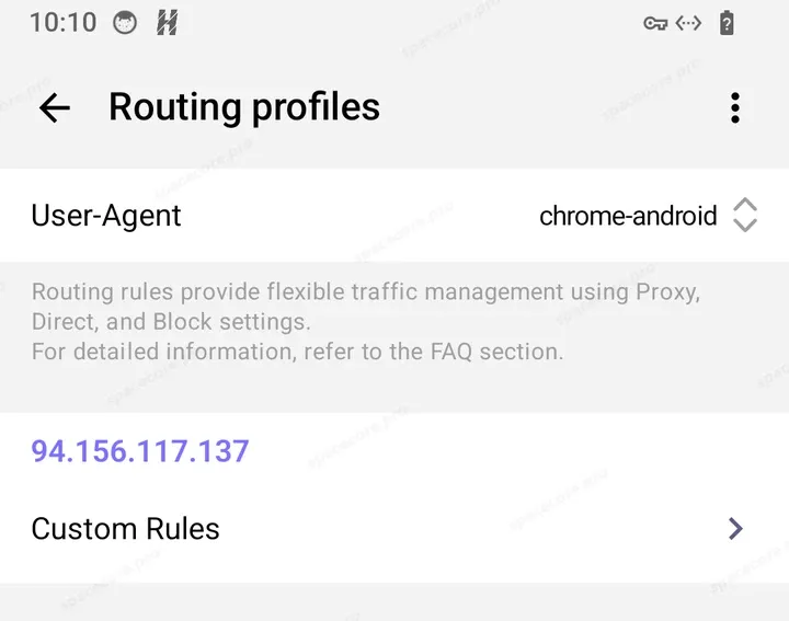 Профиль маршрутизации на Android