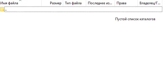 Empty directory of a new server in a file manager