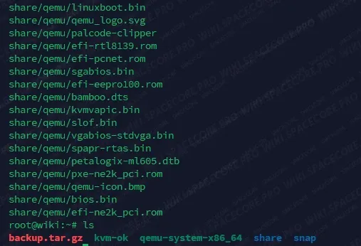 File listing with the backup.tar.gz archive