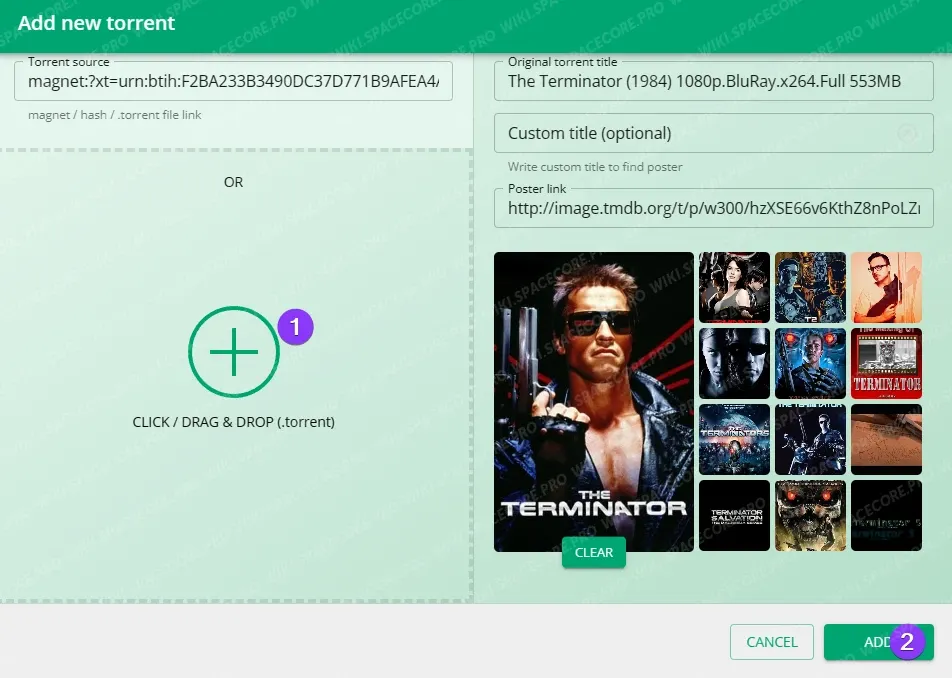 Add new torrent dialog in TorrServer