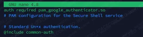 The sshd file with the pam_google_authenticator module enabled