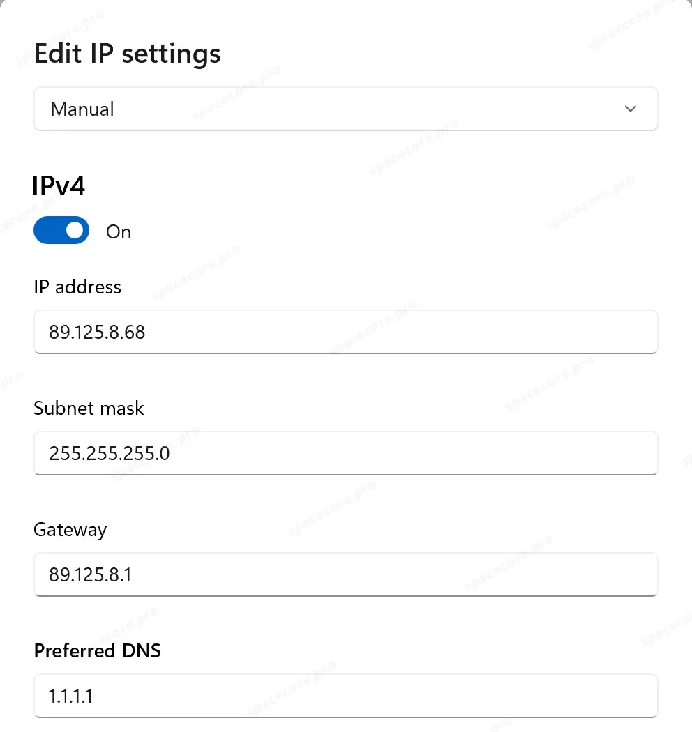 Ручная настройка IP-адреса в Windows 11