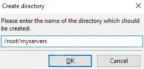Create directory dialog for myservers in an sFTP client